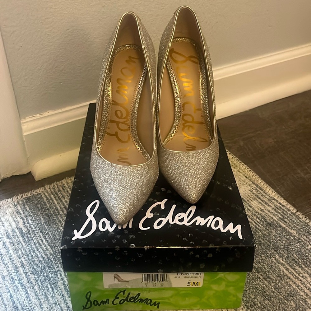Sam Edelman Danna Silver glitter high heels